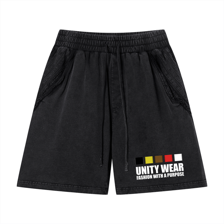 Unity Wear's Unisex Vintage Wash Raw Edge Shorts