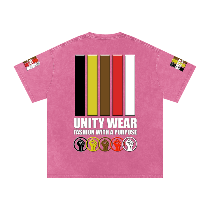 Fists & Stripes of Unity of Love Acid Wash Oversize T-Shirt - 250 GSM