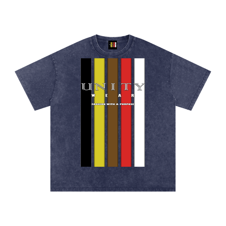 Stripes of Unity Acid Wash Oversize T-Shirt - 250 GSM