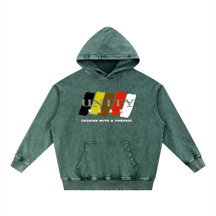 Unity Wear's Swash Snow Wash Hand-Frayed Heavyweight  Hoodie