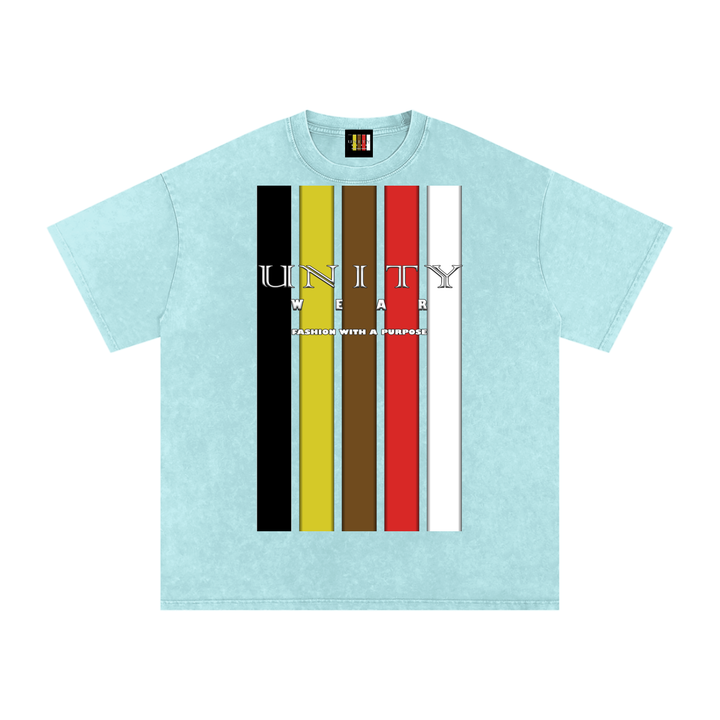Stripes of Unity Acid Wash Oversize T-Shirt - 250 GSM