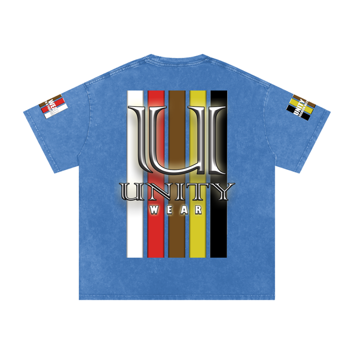 Stripes of Unity and Love Acid Wash Oversize T-Shirt - 250 GSM
