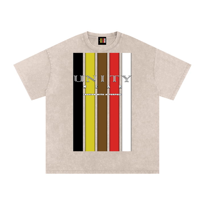 Stripes of Unity Acid Wash Oversize T-Shirt - 250 GSM