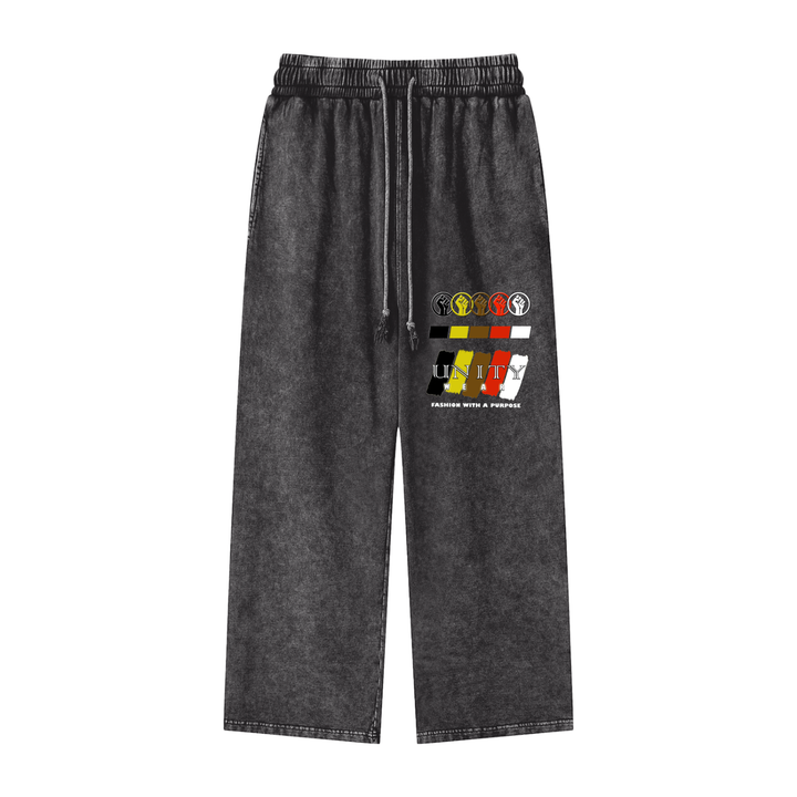 Acid Wash Straight Leg Pants - 360 GSM