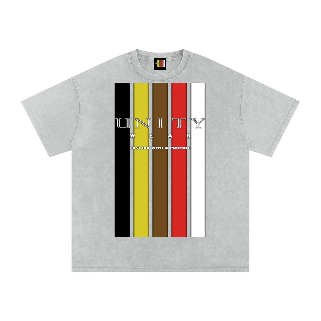Stripes of Unity Acid Wash Oversize T-Shirt - 250 GSM