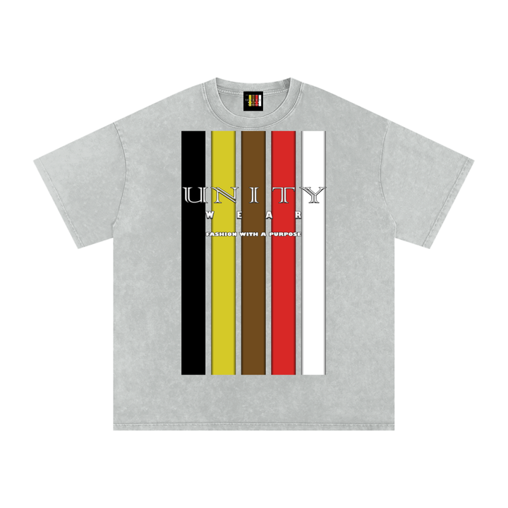 Stripes of Unity Acid Wash Oversize T-Shirt - 250 GSM