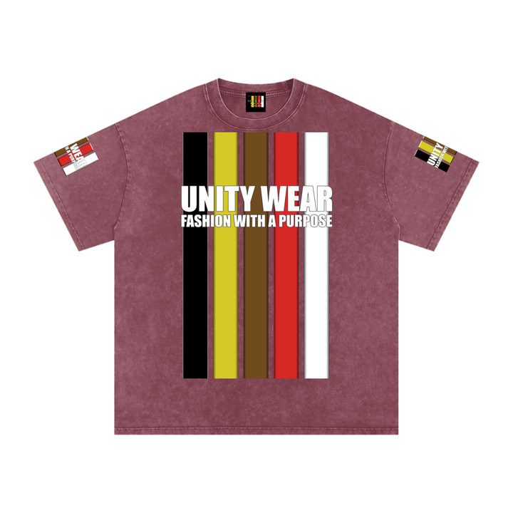 Stripes of Unity and Love Acid Wash Oversize T-Shirt - 250 GSM
