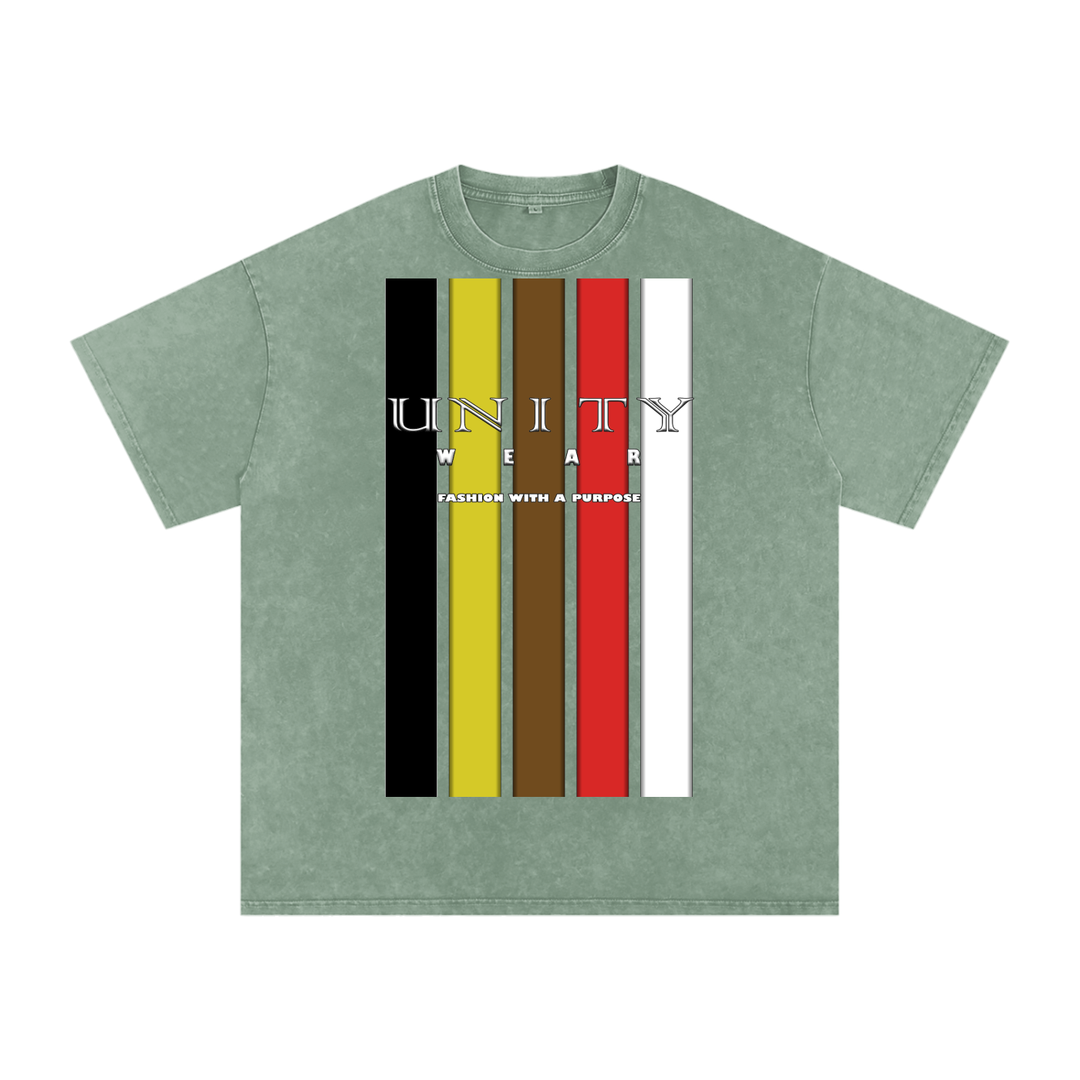 Stripes of Unity Acid Wash Oversize T-Shirt - 250 GSM