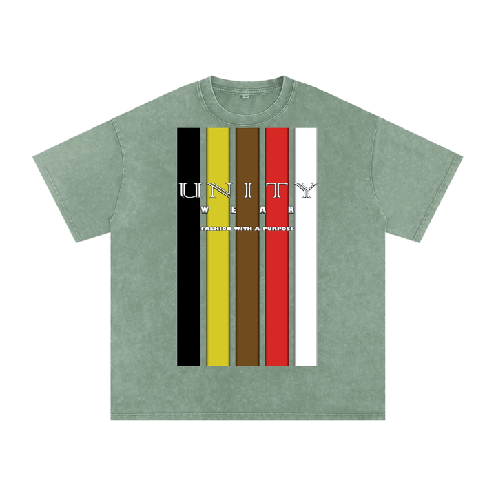 Stripes of Unity Acid Wash Oversize T-Shirt - 250 GSM
