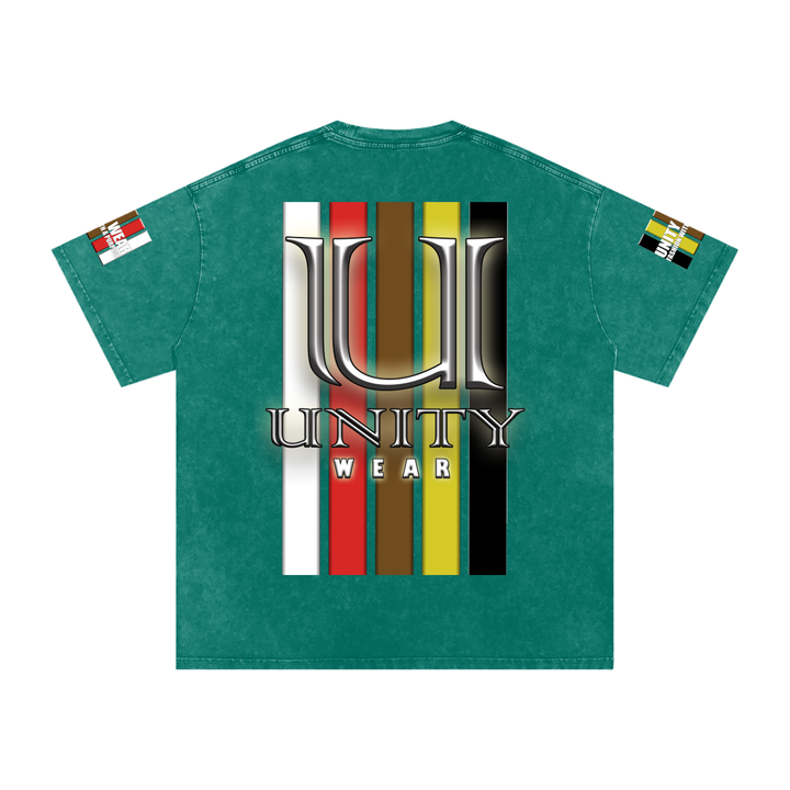 Stripes of Unity and Love Acid Wash Oversize T-Shirt - 250 GSM