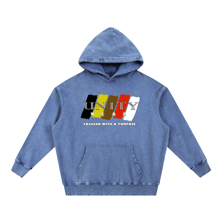 Unity Wear's Swash Snow Wash Hand-Frayed Heavyweight  Hoodie