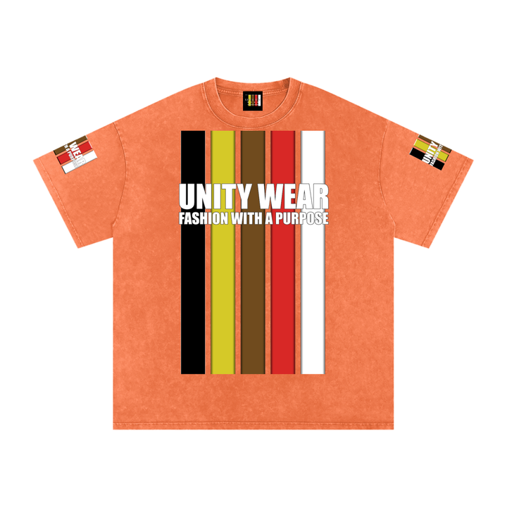 Stripes of Unity and Love Acid Wash Oversize T-Shirt - 250 GSM