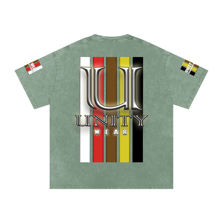 Stripes of Unity and Love Acid Wash Oversize T-Shirt - 250 GSM