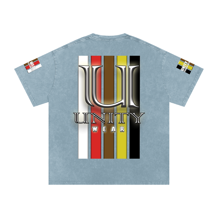 Stripes of Unity and Love Acid Wash Oversize T-Shirt - 250 GSM