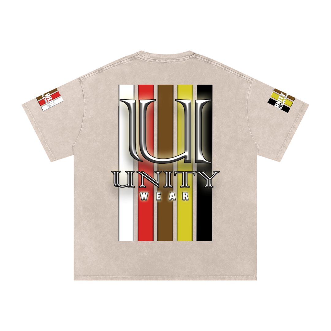 Stripes of Unity and Love Acid Wash Oversize T-Shirt - 250 GSM
