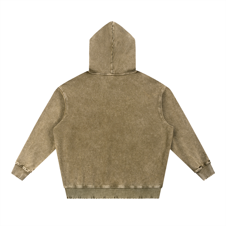 Unity Wear's Swash Snow Wash Hand-Frayed Heavyweight  Hoodie