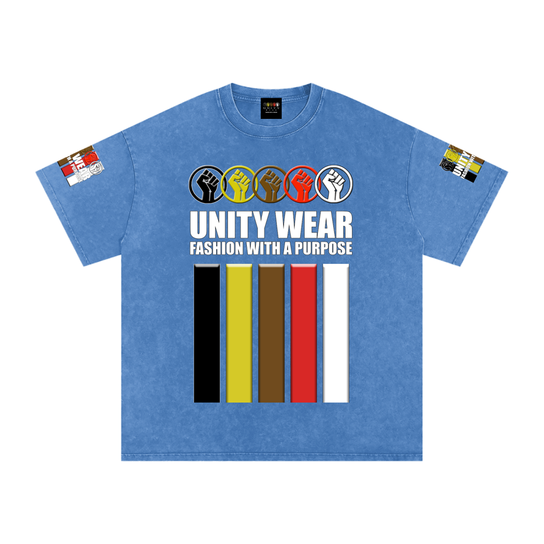 Fists & Stripes of Unity of Love Acid Wash Oversize T-Shirt - 250 GSM