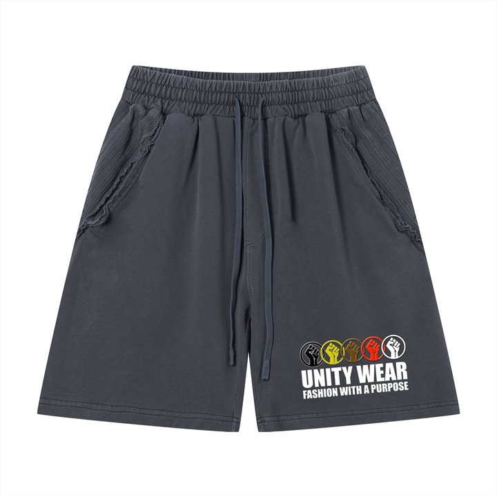Unity Wear Unisex Vintage Wash Raw Edge Shorts