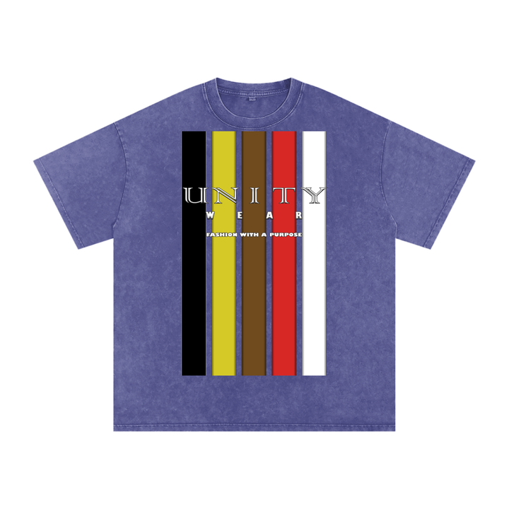 Stripes of Unity Acid Wash Oversize T-Shirt - 250 GSM