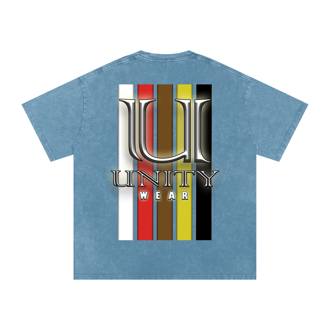 Stripes of Unity Acid Wash Oversize T-Shirt - 250 GSM