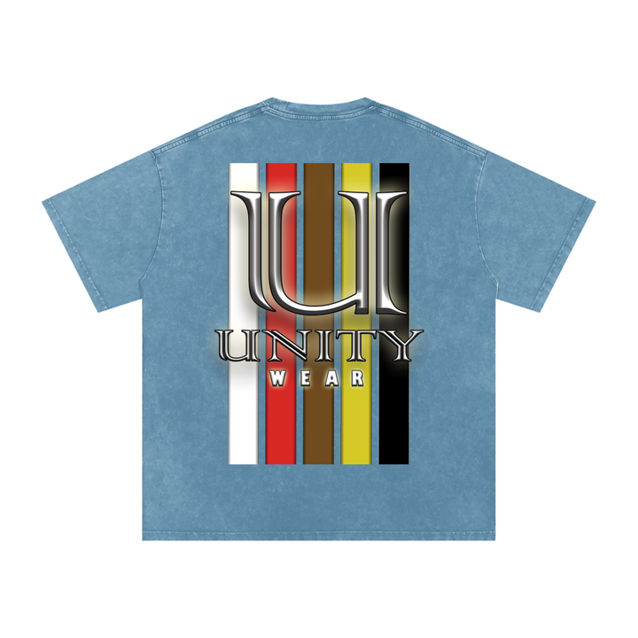 Stripes of Unity Acid Wash Oversize T-Shirt - 250 GSM