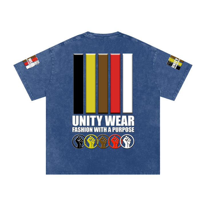 Fists & Stripes of Unity of Love Acid Wash Oversize T-Shirt - 250 GSM