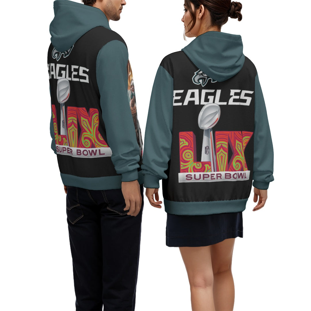 SB59 Champs All-Over Print Unisex (His & Hers) Black and Green Pullover Hoodie | 310GSM Cotton