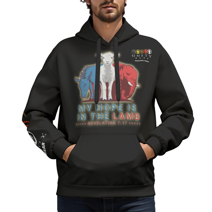 Unity Wear Black "My Hope is in the Lamb" Unisex Plus Fleece Pullover Hoodie