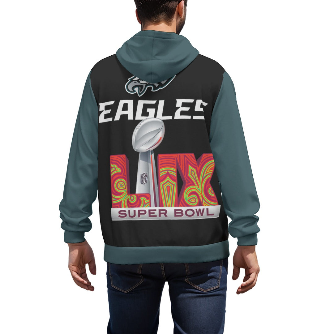 SB59 Champs All-Over Print Unisex (His & Hers) Black and Green Pullover Hoodie | 310GSM Cotton