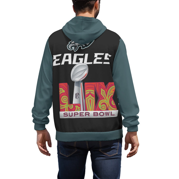 SB59 Champs All-Over Print Unisex (His & Hers) Black and Green Pullover Hoodie | 310GSM Cotton
