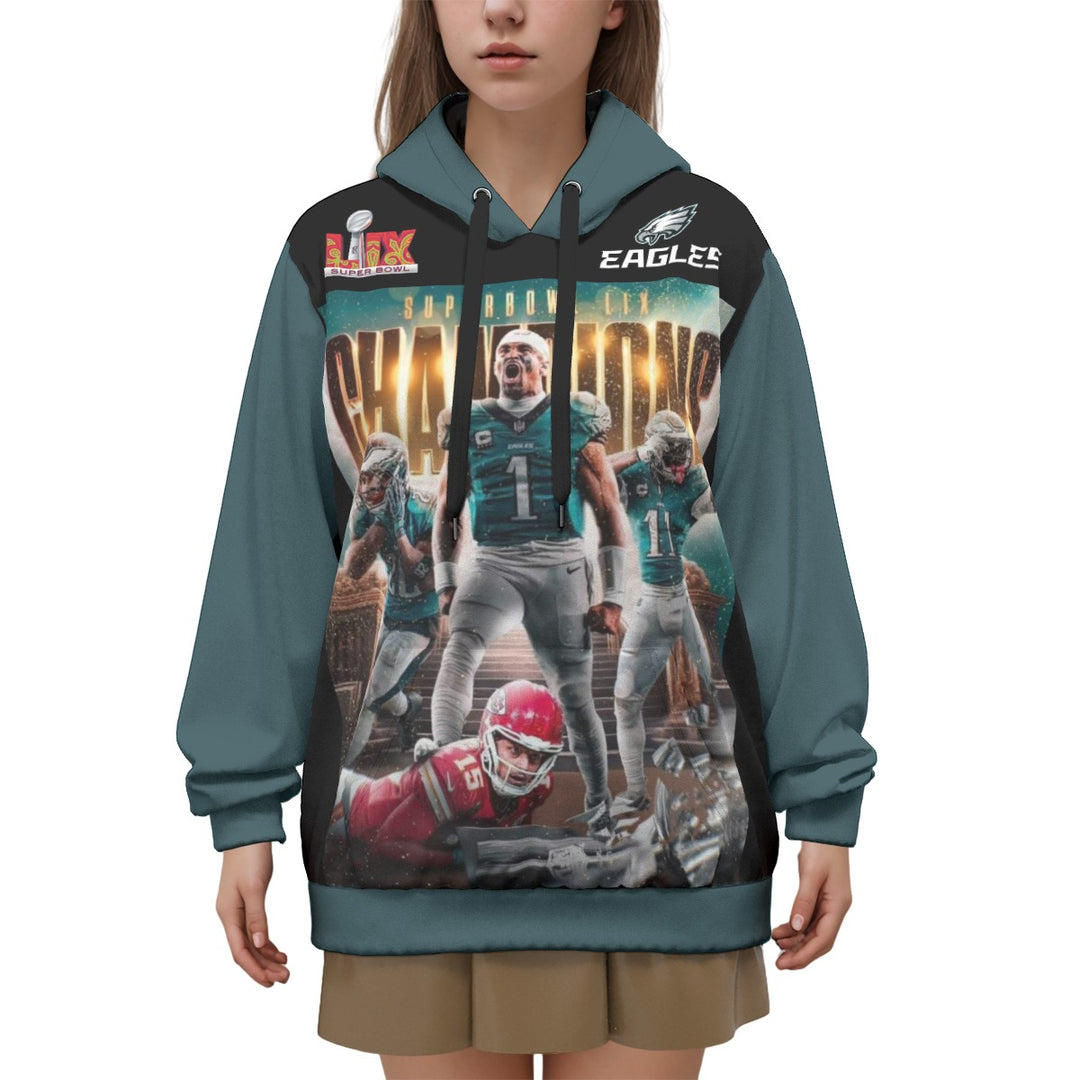 SB59 Champs All-Over Print Unisex (His & Hers) Black and Green Pullover Hoodie | 310GSM Cotton
