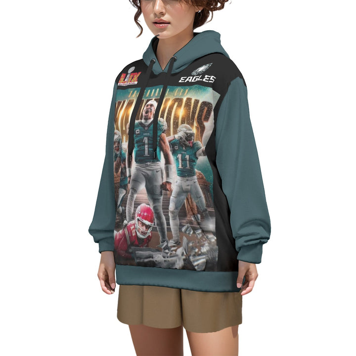 SB59 Champs All-Over Print Unisex (His & Hers) Black and Green Pullover Hoodie | 310GSM Cotton