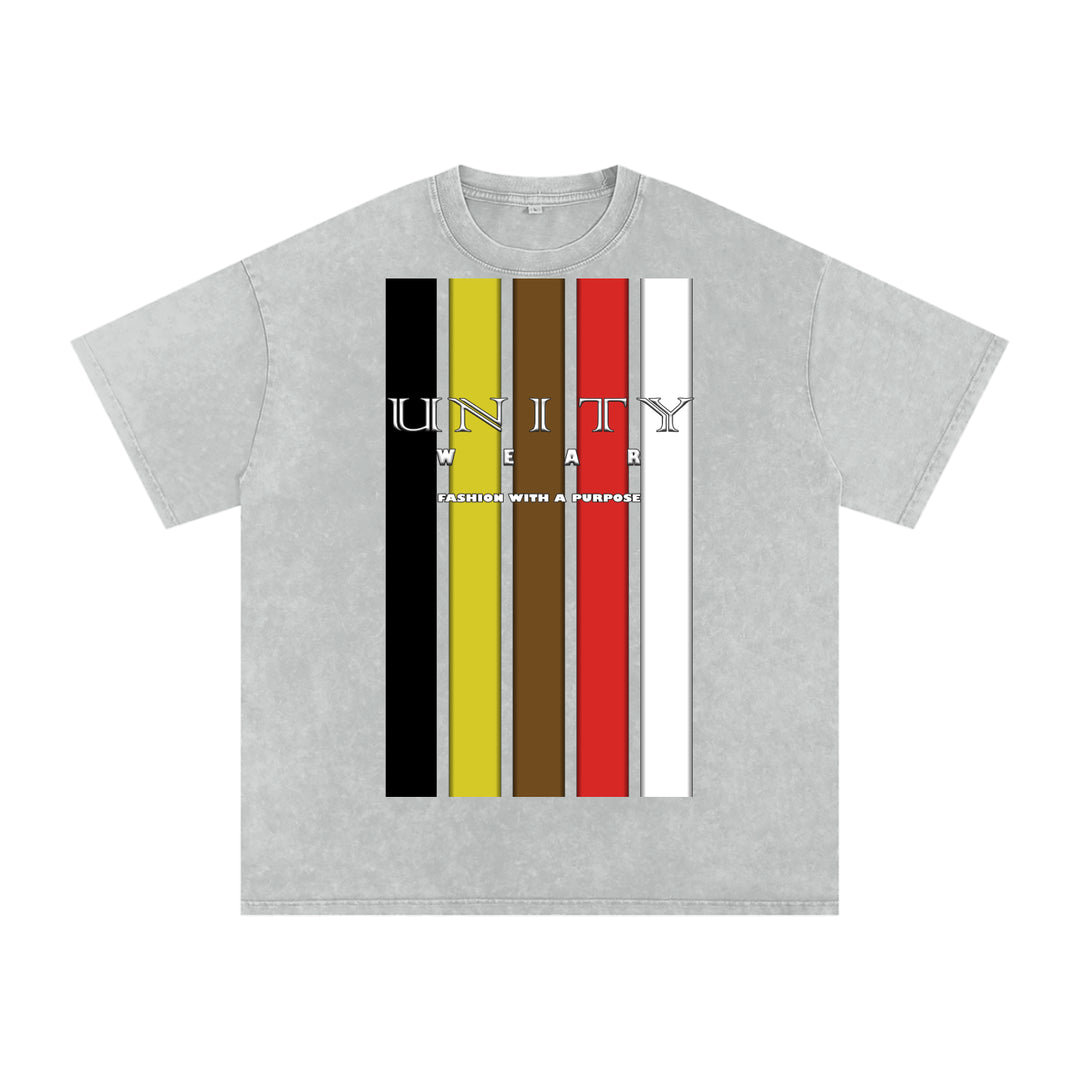 Stripes of Unity Acid Wash Oversize T-Shirt - 250 GSM