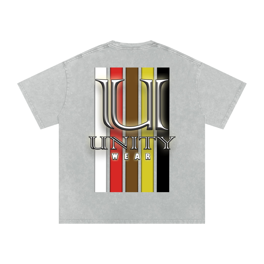 Stripes of Unity Acid Wash Oversize T-Shirt - 250 GSM