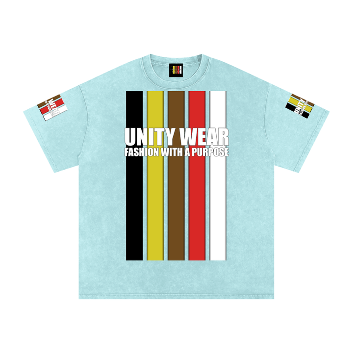 Stripes of Unity and Love Acid Wash Oversize T-Shirt - 250 GSM