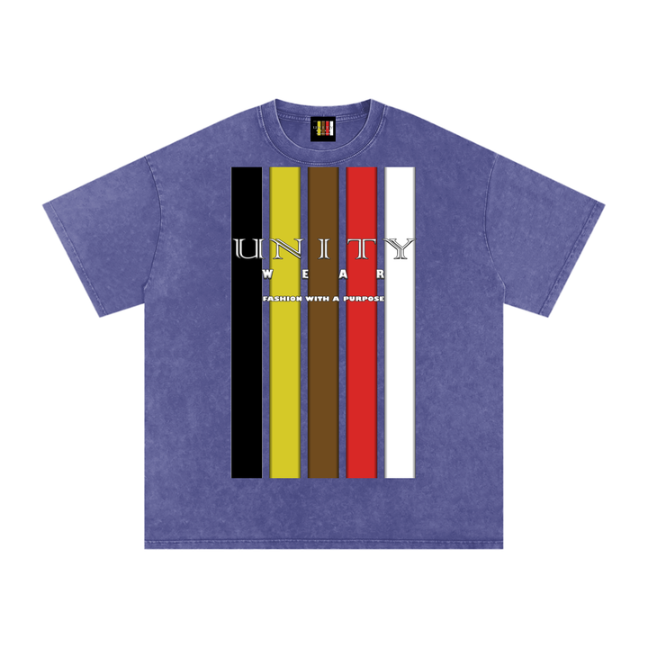 Stripes of Unity Acid Wash Oversize T-Shirt - 250 GSM