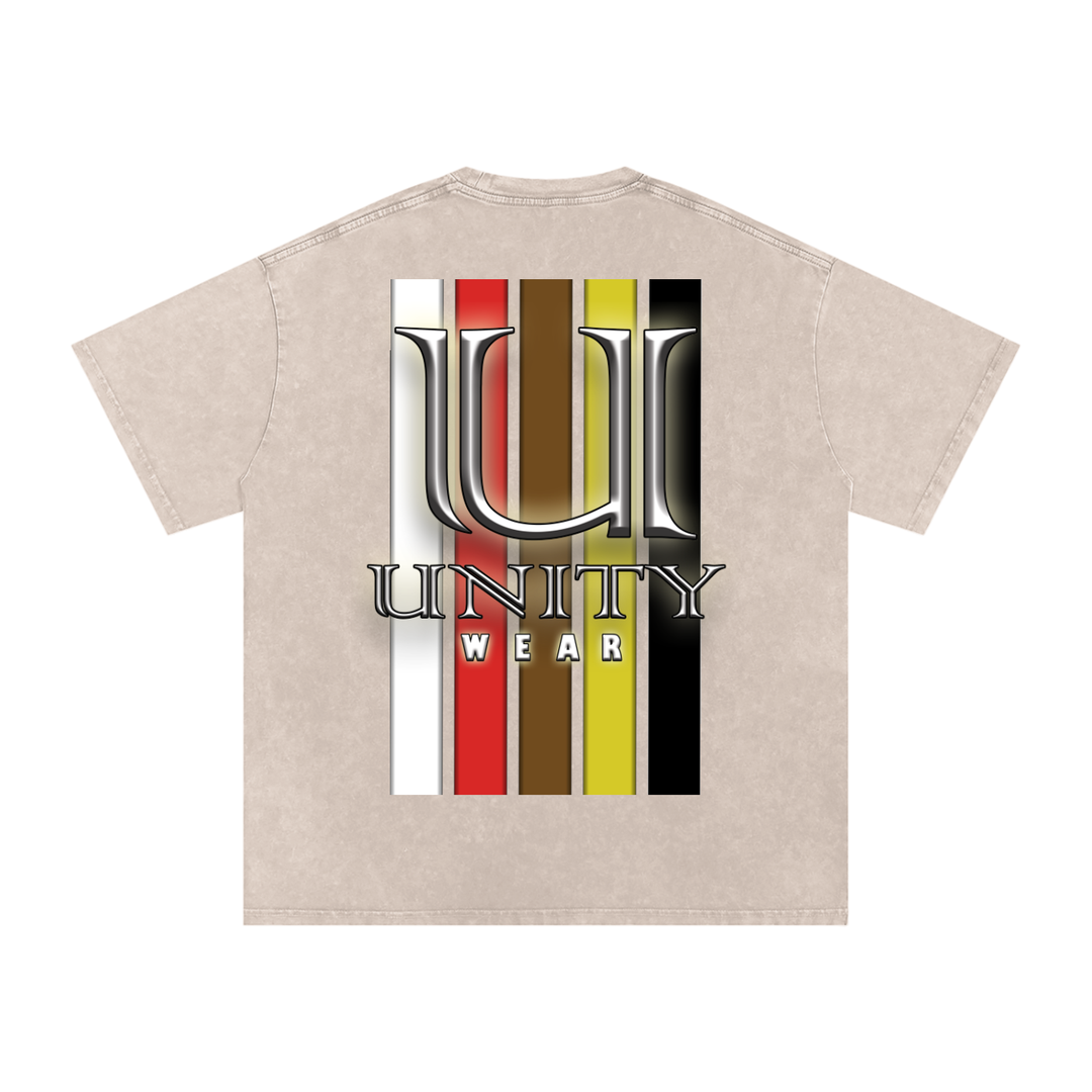 Stripes of Unity Acid Wash Oversize T-Shirt - 250 GSM