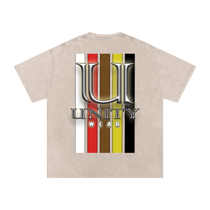 Stripes of Unity Acid Wash Oversize T-Shirt - 250 GSM