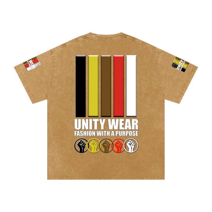Fists & Stripes of Unity of Love Acid Wash Oversize T-Shirt - 250 GSM