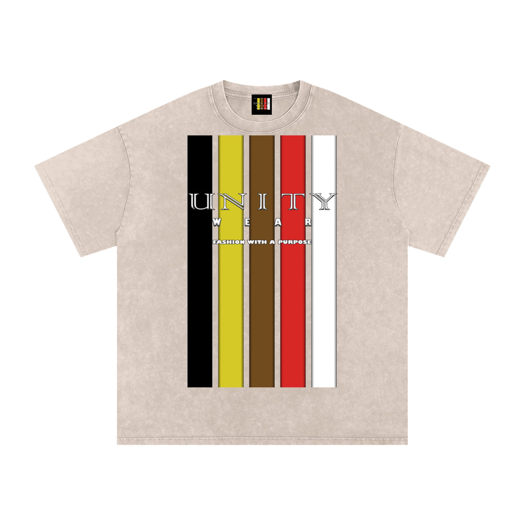Stripes of Unity Acid Wash Oversize T-Shirt - 250 GSM