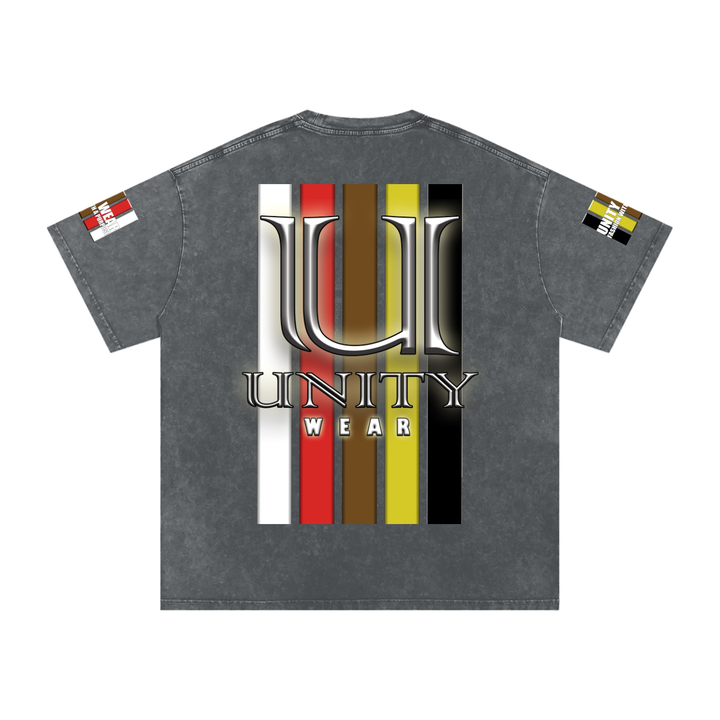 Stripes of Unity and Love Acid Wash Oversize T-Shirt - 250 GSM