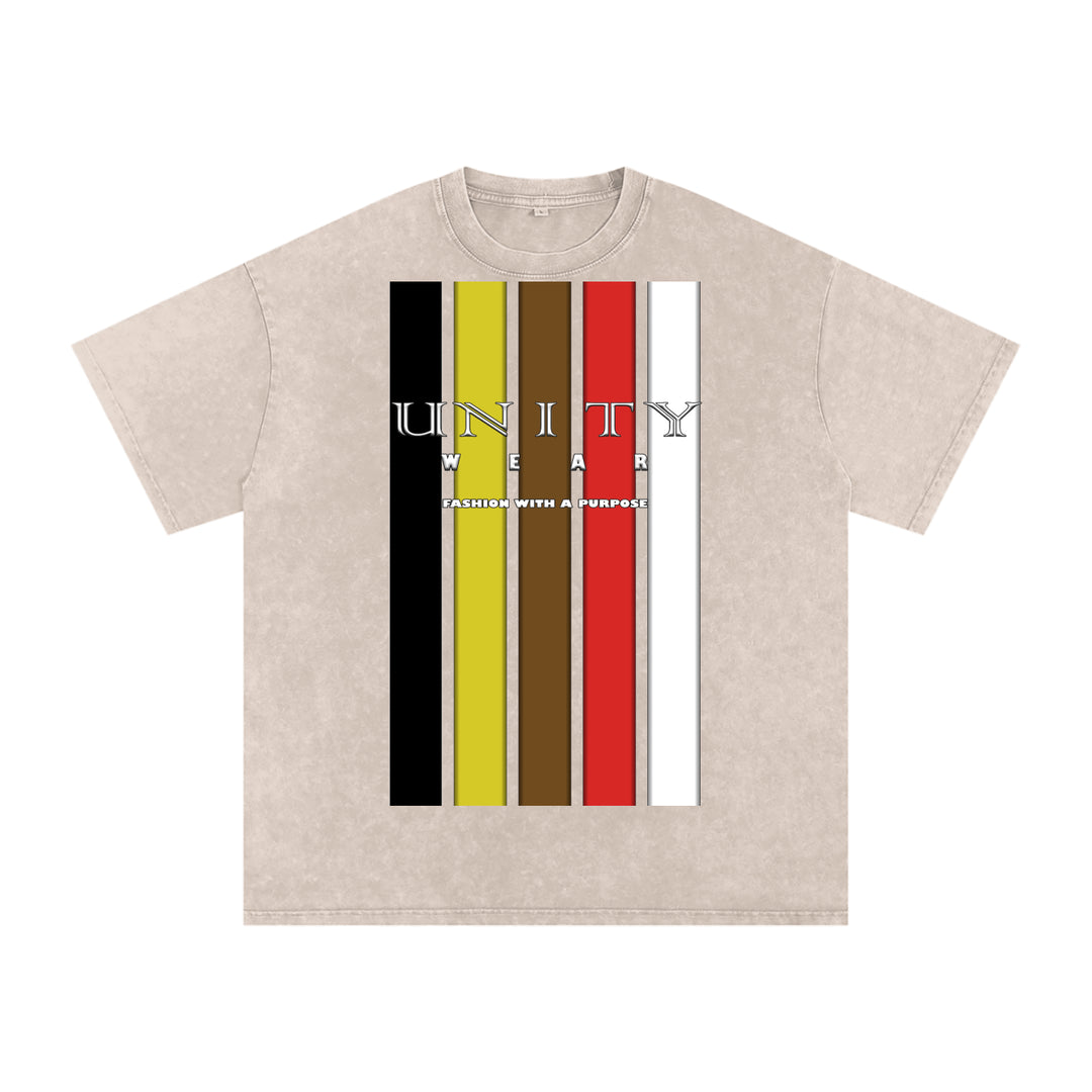 Stripes of Unity Acid Wash Oversize T-Shirt - 250 GSM
