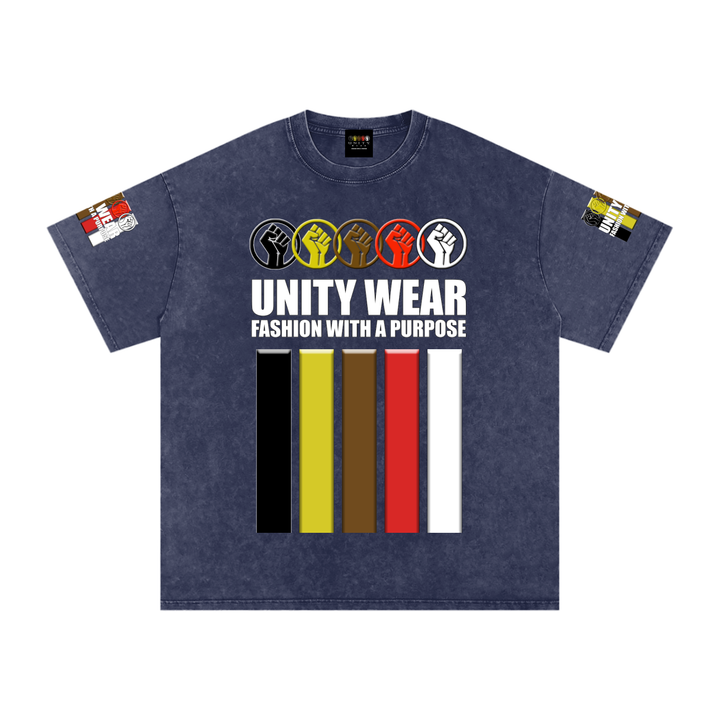 Fists & Stripes of Unity of Love Acid Wash Oversize T-Shirt - 250 GSM