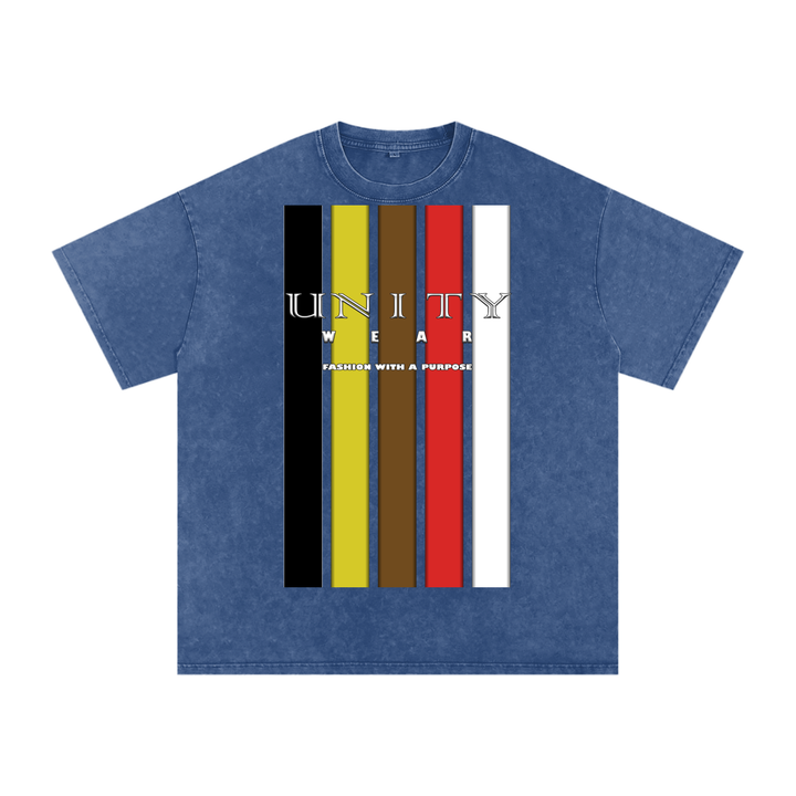Stripes of Unity Acid Wash Oversize T-Shirt - 250 GSM