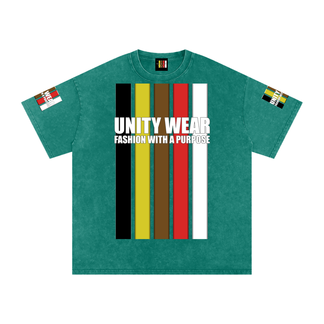 Stripes of Unity and Love Acid Wash Oversize T-Shirt - 250 GSM