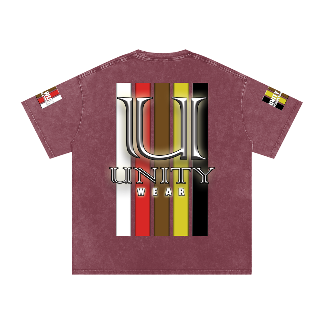 Stripes of Unity and Love Acid Wash Oversize T-Shirt - 250 GSM