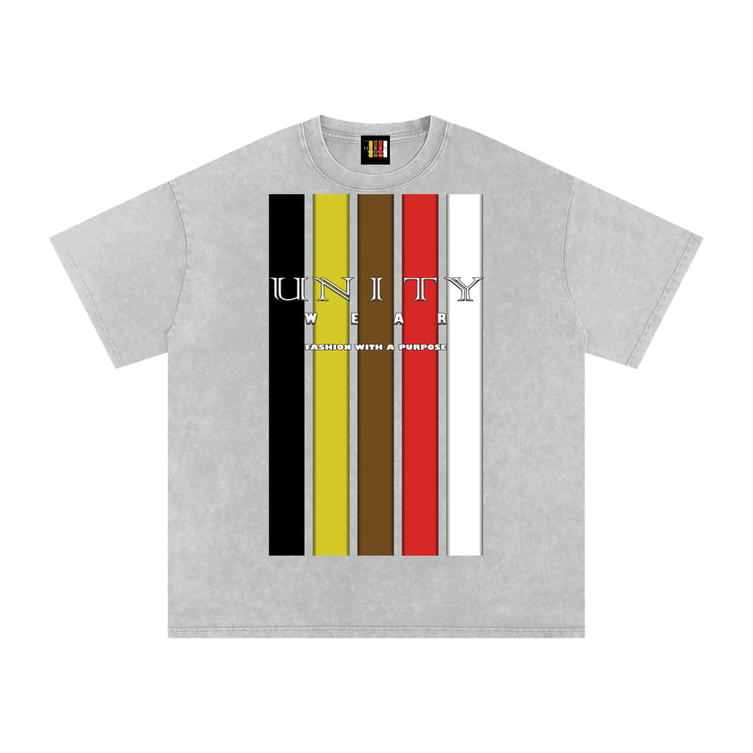 Stripes of Unity Acid Wash Oversize T-Shirt - 250 GSM