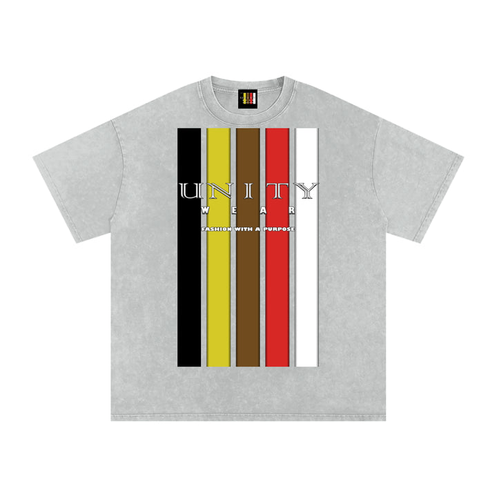 Stripes of Unity Acid Wash Oversize T-Shirt - 250 GSM