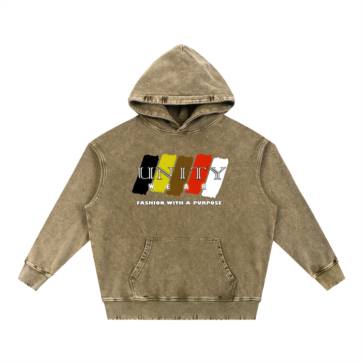 Unity Wear's Swash Snow Wash Hand-Frayed Heavyweight  Hoodie