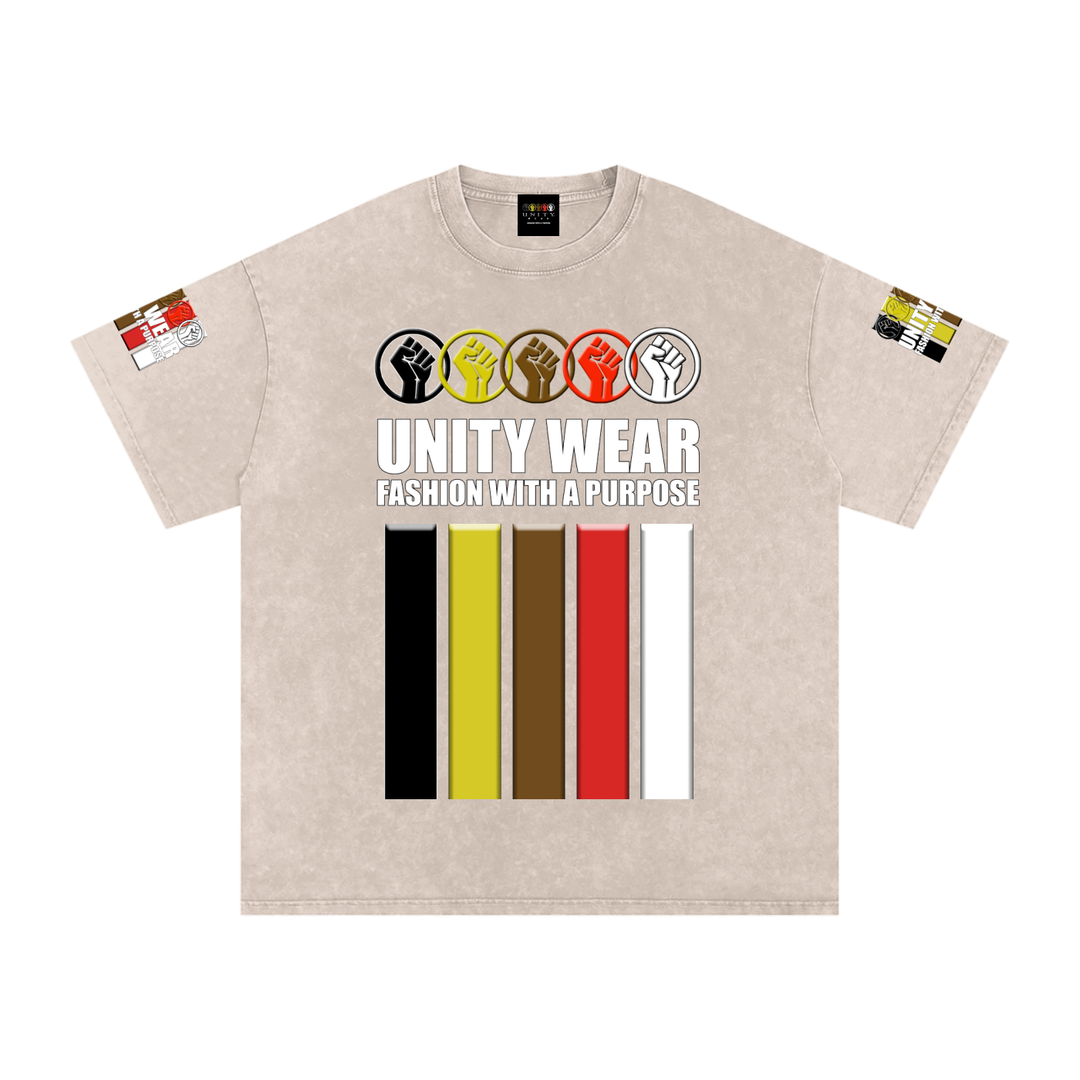 Fists & Stripes of Unity of Love Acid Wash Oversize T-Shirt - 250 GSM